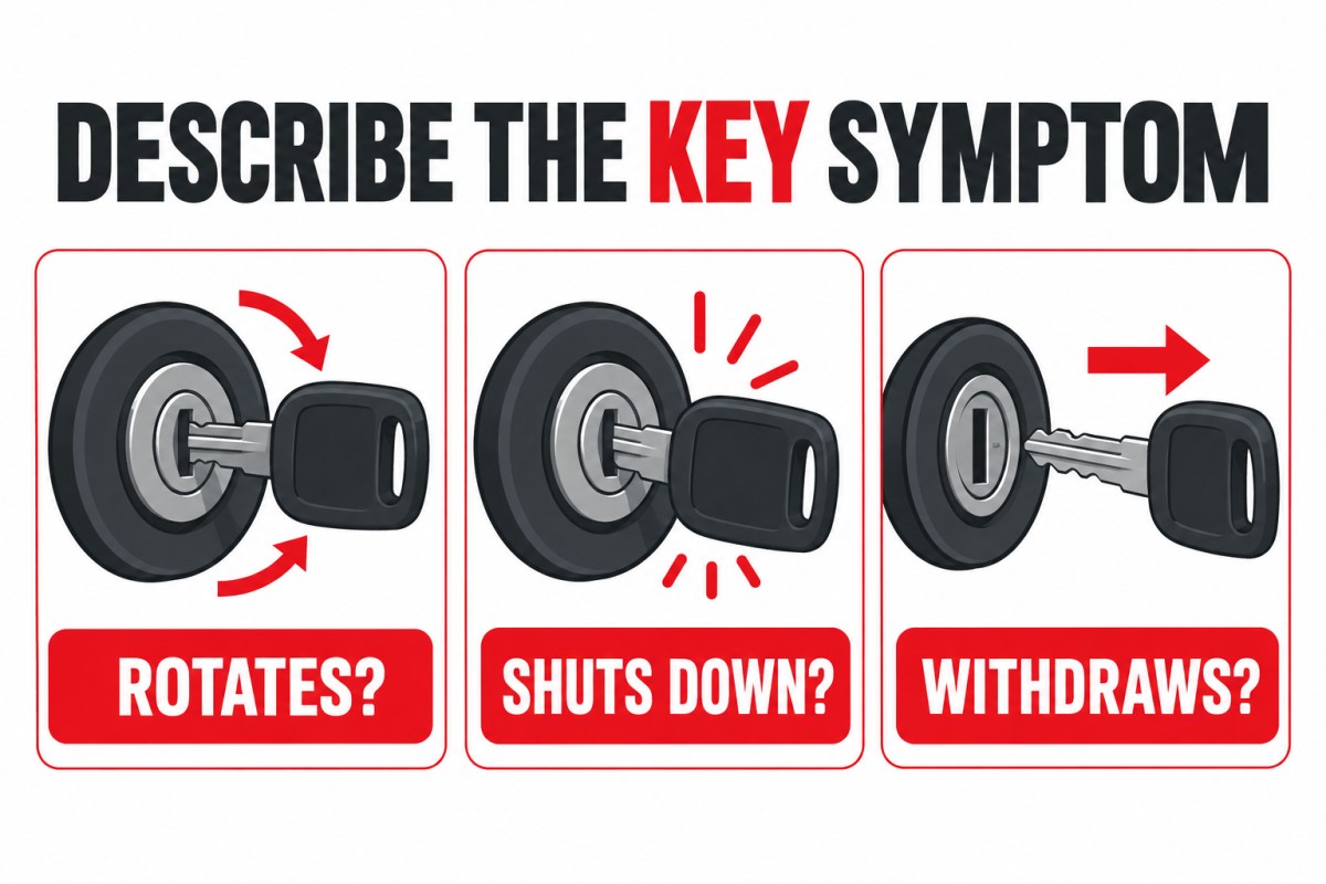 Key stuck in ignition: distinguish rotation, shutdown, and withdrawal